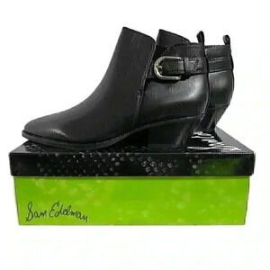 Sam Edelman Neena Black Leather Ankle Booties Sz 8M NWB
